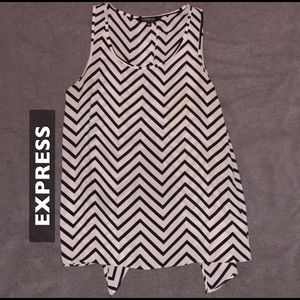EXPRESS Split Back Sheer Chevron Striped Tank